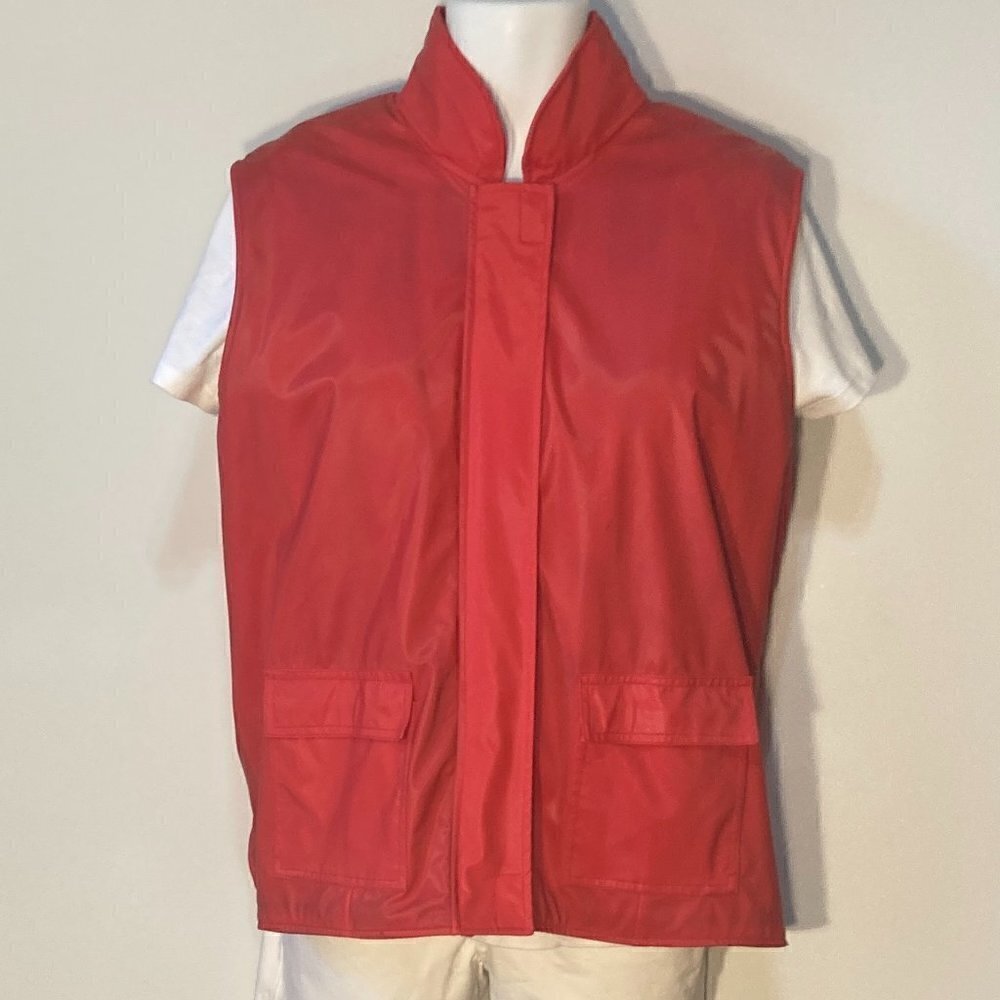 Selene Sport SZ 3X Red Polyvinyl Zip Front Outerwear Vest Poly Fleece lined